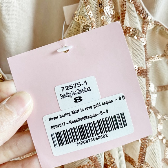 NWT Showpo Rose Gold Sequin Mini Dress - Picture 8 of 8